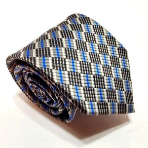 Renzo Necktie Silver Geometric Neck Tie Jacquard Fabric 59x3.5"
